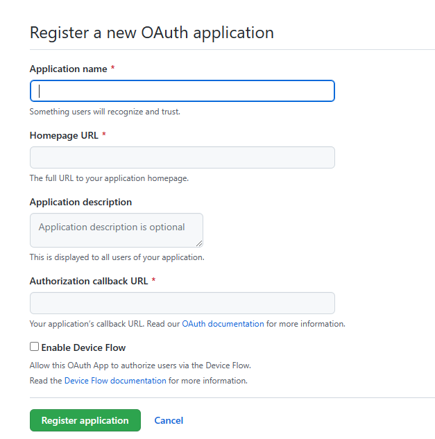 register a new OAuth application